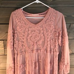 Beautiful Pink Lacy Midi Dress!